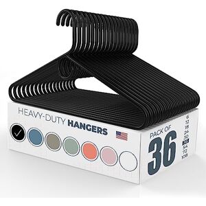 Neaties 36pk Made in USA Heavy Duty Plastic Clothes Hangers Bulk, 20 30 50 100 Pack Available, Strong Plastic Hangers, Jacket Coat Hangers, Thick Plastic Hanger for Closet and Clothing Hangars (Black) Neaties 36pk Made in USA Heavy Duty Plastic Clothes Hangers Bulk, 20 30 50 100 Pack Available, Strong Plastic Hangers, Jacket Coat Hangers, Thick Plastic Hanger for Closet and Clothing Hangars (Black)