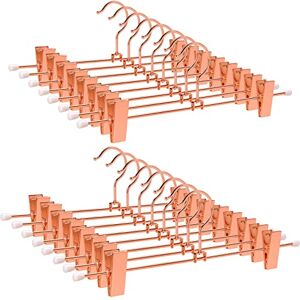 Amber Home 24 Pack Rose Copper Gold Metal Pants Skirts Hangers 12 Inch, Sturdy for Slacks Trousers with 2 Adjustable Non Slip Clips and Swivel Hook (24 Pack) Amber Home 24 Pack Rose Copper Gold Metal Pants Skirts Hangers 12 Inch, Sturdy for Slacks Trousers with 2 Adjustable Non Slip Clips and Swivel Hook (24 Pack)