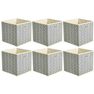 Amazon Basics Collapsible Fabric Storage Cubes with Oval Grommets, 6-Pack, Chevron Grey Amazon Basics Collapsible Fabric Storage Cubes with Oval Grommets, 6-Pack, Chevron Grey