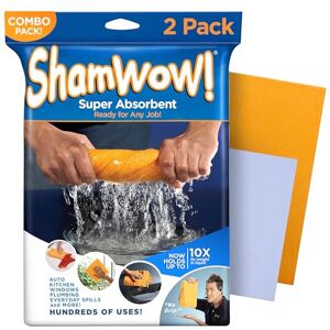 ShamWow The Original Super Absorbent Multi-Purpose Cleaning Shammy Chamois Towel Cloth Holds 10X its Weight in Liquid Machine Washable Will Not Scratch (2 Pack: 1 Large Orange & 1 Small Blue) ShamWow The Original Super Absorbent Multi-Purpose Cleaning Shammy Chamois Towel Cloth Holds 10X its Weight in Liquid Machine Washable Will Not Scratch (2 Pack: 1 Large Orange & 1 Small Blue)