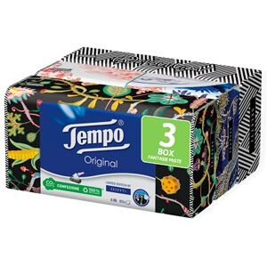 Tempo Paper Tissues Box, 3 Boxes of 80 Disposable Tissues, 4-Ply, Limited Edition Seletti Box, 4 Assorted Graphics, Recyclable Pack of Natural Origin Tempo Paper Tissues Box, 3 Boxes of 80 Disposable Tissues, 4-Ply, Limited Edition Seletti Box, 4 Assorted Graphics, Recyclable Pack of Natural Origin