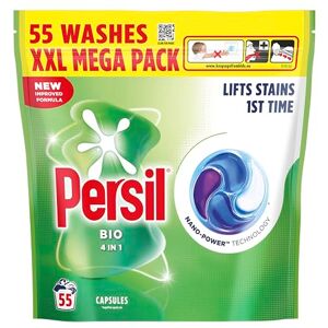 Persil Bio 4 in 1 fast-dissolving laundry capsules, lifts stains 1st time while leaving laundry fresh even in quick & cold washes 55 washes Persil Bio 4 in 1 fast-dissolving laundry capsules, lifts stains 1st time while leaving laundry fresh even in quick & cold washes 55 washes