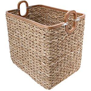 Kouboo Rectangular Handwoven Anson Storage Basket in Twisted Sea Grass with Decorative Wood Frame, Natural/Brown Kouboo Rectangular Handwoven Anson Storage Basket in Twisted Sea Grass with Decorative Wood Frame, Natural/Brown