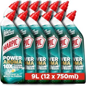 Harpic , Power Aroma 10X Toilet Cleaning Gel, Sea Mist & White Blossom Fragrance, 750ml (12 x 750ml, Total 9.0L), 8 Hours of Fresh Fragrance, Kills 99.9% of Bacteria Harpic , Power Aroma 10X Toilet Cleaning Gel, Sea Mist & White Blossom Fragrance, 750ml (12 x 750ml, Total 9.0L), 8 Hours of Fresh Fragrance, Kills 99.9% of Bacteria