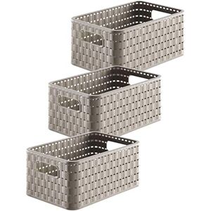 Rotho Country Set of 3 Storage Baskets 6 Litre, Plastic (PP) BPA-free, Cappuccino, 3 x A5/6 Litre (28.0 x 18.5 x 12.6 cm) Rotho Country Set of 3 Storage Baskets 6 Litre, Plastic (PP) BPA-free, Cappuccino, 3 x A5/6 Litre (28.0 x 18.5 x 12.6 cm)