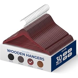SereneLife Wood Hangers - Space Saving Heavy Duty Slim Suit Clothes Hanger Set with 360 Degree Swivel Metal Hook, Can Hold Up to 10 Lbs. for Coats, Jackets, Pants & Dress - Hangers SereneLife Wood Hangers - Space Saving Heavy Duty Slim Suit Clothes Hanger Set with 360 Degree Swivel Metal Hook, Can Hold Up to 10 Lbs. for Coats, Jackets, Pants & Dress - Hangers