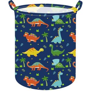 ACMUUNI Round Canvas Clothes Basket Laundry Hamper dark blue dinosaur ACMUUNI Round Canvas Clothes Basket Laundry Hamper dark blue dinosaur
