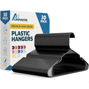 Lifemaster Black Plastic Clothes Hanger Set - 30 Pieces Lifemaster Black Plastic Clothes Hanger Set - 30 Pieces