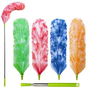 BAIDOON 4 Pack Washable Electrostatic Duster, Extendable Pole 25" to 55", Feather Duster for Cleaning Attracts Dust Like a Magnet! BAIDOON 4 Pack Washable Electrostatic Duster, Extendable Pole 25" to 55", Feather Duster for Cleaning Attracts Dust Like a Magnet!