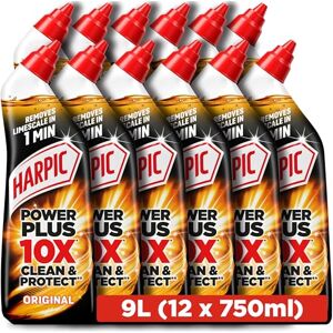 Harpic Power Plus Toilet Cleaning Gel, Original, 750ml (12 x 750ml, Total 9.0L), Removes Limescale in 1 minute, Powerful Deep Clean, Toilet Cleaner, Kills 99.9% of Bacteria Harpic Power Plus Toilet Cleaning Gel, Original, 750ml (12 x 750ml, Total 9.0L), Removes Limescale in 1 minute, Powerful Deep Clean, Toilet Cleaner, Kills 99.9% of Bacteria