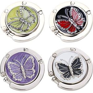 FOME Handbag Hanger, Set of 4 Foldable Purse Hook Purse Table Hook Holder Bag Hanger Hook Mixed Color,Butterfly Shape,1.77x3.54in FOME Handbag Hanger, Set of 4 Foldable Purse Hook Purse Table Hook Holder Bag Hanger Hook Mixed Color,Butterfly Shape,1.77x3.54in