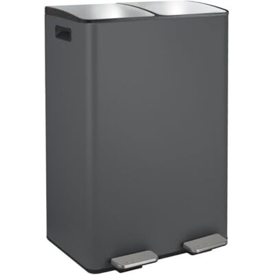 Spirella ALIYA Steel Kitchen Pedal Bin 60 L (2 x 30 L) Matt Grey Spirella ALIYA Steel Kitchen Pedal Bin 60 L (2 x 30 L) Matt Grey