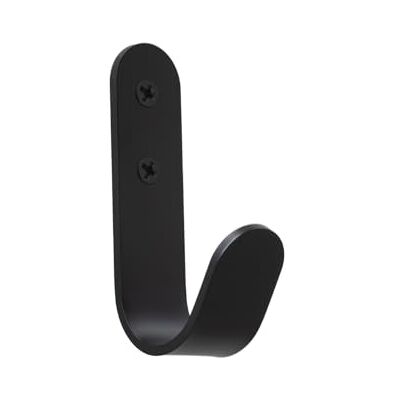 EVI Herrajes Hook Towel Holder Black Wall Hook Stainless Steel Screw-Mount for Hanging Clothes, Towels, or Accessories Mod. 173CTNG EVI Herrajes Hook Towel Holder Black Wall Hook Stainless Steel Screw-Mount for Hanging Clothes, Towels, or Accessories Mod. 173CTNG