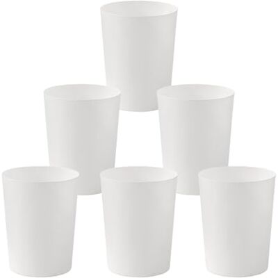 Cetomo 7.2L*6 Plastic Waste Paper Bin, Trash Can, Small Bins, Bedroom Bin, Round Waste Basket for Kitchen Rooms, Nesting, Matte, Frosted, Minimalist, Open Top, White, 7.2L(6 Pack) Cetomo 7.2L*6 Plastic Waste Paper Bin, Trash Can, Small Bins, Bedroom Bin, Round Waste Basket for Kitchen Rooms, Nesting, Matte, Frosted, Minimalist, Open Top, White, 7.2L(6 Pack)