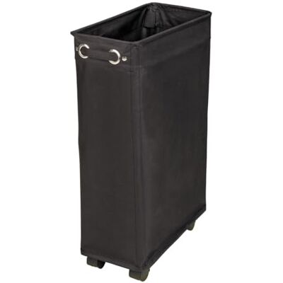 WENKO Laundry bin Corno Black, stable slim laundry basket with four smooth-running castors & lid, narrow bamboo laundry collector made of 100% polyester, capacity 43 L, (W x H x D): 18.5 x 60 x 40 cm WENKO Laundry bin Corno Black, stable slim laundry basket with four smooth-running castors & lid, narrow bamboo laundry collector made of 100% polyester, capacity 43 L, (W x H x D): 18.5 x 60 x 40 cm