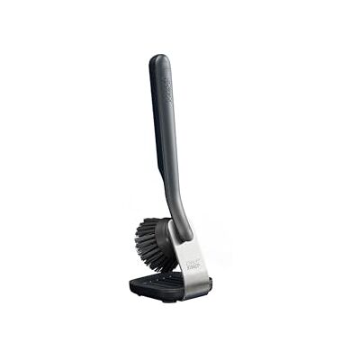 Joseph Joseph SinkTech Dish Brush with Stainless-Steel Storage Stand, Durable Bristles, Pan Scraper, Replaceable Head Joseph Joseph SinkTech Dish Brush with Stainless-Steel Storage Stand, Durable Bristles, Pan Scraper, Replaceable Head