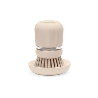 Brabantia SinkSide Soap Dispensing Dish Brush (Soft Beige), Dish Scrubbing Brush with Built-In Washing Up Liquid Dispenser, Dynamic Dish Washing Tool with Replaceable Head Brabantia SinkSide Soap Dispensing Dish Brush (Soft Beige), Dish Scrubbing Brush with Built-In Washing Up Liquid Dispenser, Dynamic Dish Washing Tool with Replaceable Head