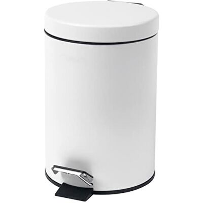 Beldray LA038098WHTEU7 - Small round stainless steel pedal trash can for bathroom, kitchen, office Beldray LA038098WHTEU7 - Small round stainless steel pedal trash can for bathroom, kitchen, office