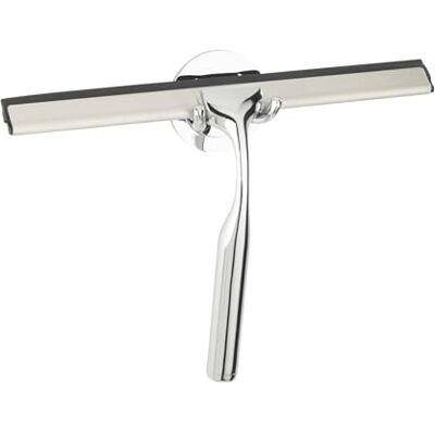 WENKO Terni Plus Bathroom Wiper Shower Squeegee with Turbo-Loc Adhesive Hooks, Streak-Free Wiping Smooth Surfaces with Double Rubber Lip, Zinc Die-Cast/Stainless Steel, 24.5 x 16.5 cm WENKO Terni Plus Bathroom Wiper Shower Squeegee with Turbo-Loc Adhesive Hooks, Streak-Free Wiping Smooth Surfaces with Double Rubber Lip, Zinc Die-Cast/Stainless Steel, 24.5 x 16.5 cm