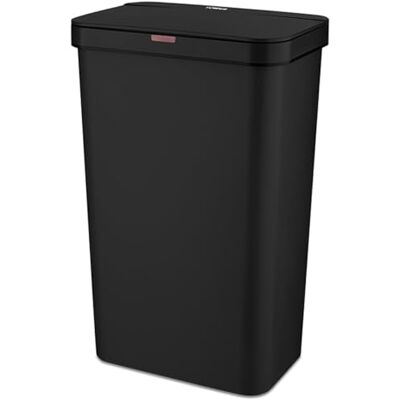 Tower T838005B Rectangular Sensor Bin with Fingerprint Proof Coated Exterior, Plastic, 50 L, Black Tower T838005B Rectangular Sensor Bin with Fingerprint Proof Coated Exterior, Plastic, 50 L, Black