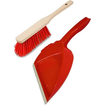 Brushmann Wooden Hand Brush and Plastic Dustpan Set (Red Stiff Brush) Brushmann Wooden Hand Brush and Plastic Dustpan Set (Red Stiff Brush)