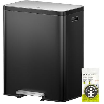 EKO EcoCasa II 36L+24L Dual Trash Can with Recycle Bin, Stainless Steel Garbage Can with Lid, Deodorizer Compartment, Odor-Proof and Fingerprint Resistant, Matte Black EKO EcoCasa II 36L+24L Dual Trash Can with Recycle Bin, Stainless Steel Garbage Can with Lid, Deodorizer Compartment, Odor-Proof and Fingerprint Resistant, Matte Black