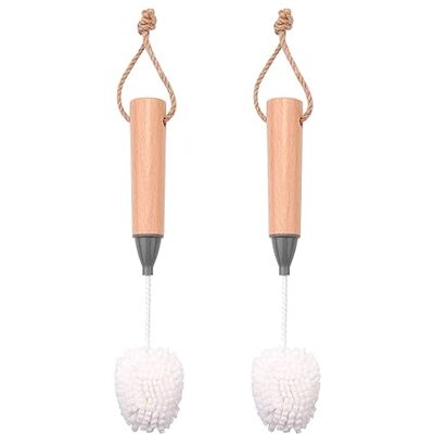 KJKVIVH Wine Glass Cleaning Brush Flute and Stemware Brush Non Scratch Foam Bristle Brush with Wooden Handles 2Pcs KJKVIVH Wine Glass Cleaning Brush Flute and Stemware Brush Non Scratch Foam Bristle Brush with Wooden Handles 2Pcs