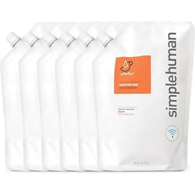 simplehuman 6 x 1L Citrus Blossom Washing Up Liquid Dish Soap Biodegradable, Hypoallergenic, No Toxins, Parabens, DEAs or Phosphates, Formulated for Sensor Pump simplehuman 6 x 1L Citrus Blossom Washing Up Liquid Dish Soap Biodegradable, Hypoallergenic, No Toxins, Parabens, DEAs or Phosphates, Formulated for Sensor Pump