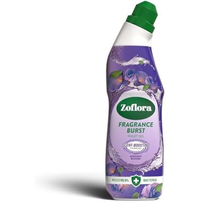 Zoflora Fragrance Burst Toilet Cleaner Gel, Midnight Blooms, Odour Control with Scent Boosting Technology, Kills 99.9 Percent of Bacteria, 750ml Zoflora Fragrance Burst Toilet Cleaner Gel, Midnight Blooms, Odour Control with Scent Boosting Technology, Kills 99.9 Percent of Bacteria, 750ml