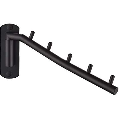 JQK Folding Clothes Hanger Rack, Stainless Steel Swing Arm Hook Holder, Clothing Hanging System Drying Closet Storage Organizer Matte Black Wall Mount, SHR100-PB JQK Folding Clothes Hanger Rack, Stainless Steel Swing Arm Hook Holder, Clothing Hanging System Drying Closet Storage Organizer Matte Black Wall Mount, SHR100-PB