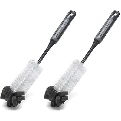 Addis ComfiGrip Long Handled Bottle Brush with Sponge Scrub tip, Flexible Neck for Deep Cleaning Baby Bottles, Flasks & Vases Metallic Graphite 2 Pack Addis ComfiGrip Long Handled Bottle Brush with Sponge Scrub tip, Flexible Neck for Deep Cleaning Baby Bottles, Flasks & Vases Metallic Graphite 2 Pack