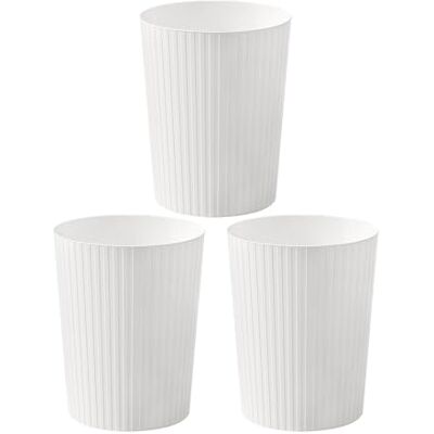Cetomo 7.2L*3 Plastic Waste Paper Bin, Trash Can, Small Bins, Bedroom Bin, Round Waste Basket with Solid Stripe for Kitchen Rooms, Nesting, Matte, Frosted, Minimalist, Open Top, White, 7.2L(3 Pack) Cetomo 7.2L*3 Plastic Waste Paper Bin, Trash Can, Small Bins, Bedroom Bin, Round Waste Basket with Solid Stripe for Kitchen Rooms, Nesting, Matte, Frosted, Minimalist, Open Top, White, 7.2L(3 Pack)