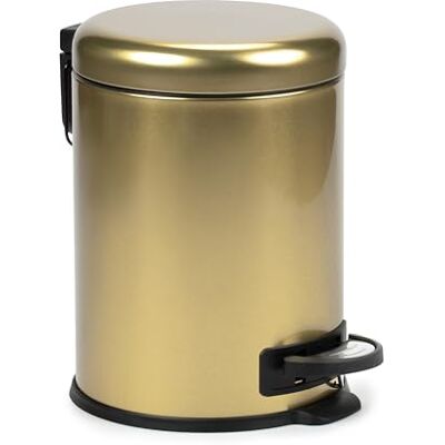 TATAY Bathroom Bin with Pedal 5L Sophisticated and Compact Look Soft Close Lid Practical Removable Bucket Made from Highly Resistant Materials – Gold Toilet Bin TATAY Bathroom Bin with Pedal 5L Sophisticated and Compact Look Soft Close Lid Practical Removable Bucket Made from Highly Resistant Materials – Gold Toilet Bin