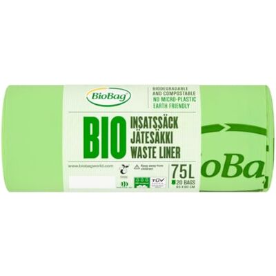BioBag 75L Compostable Bin Liners – 20 Large Household Waste Bags – Strong & Leak Resistant – EN 13432 & OK Compost Certified – Green BioBag 75L Compostable Bin Liners – 20 Large Household Waste Bags – Strong & Leak Resistant – EN 13432 & OK Compost Certified – Green