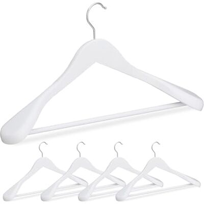Relaxdays - Wide Suit Hanger 24x44.5x5.5 cm - Maple wood - White - Clothes hanger Relaxdays - Wide Suit Hanger 24x44.5x5.5 cm - Maple wood - White - Clothes hanger