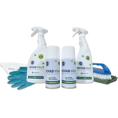 Mould Solve First Response Box Complete Mould Treatment and Saftey Kit. Includes: 2 × 750ml Mould Cleaner & Eradicator Sprays, 2 × Air Sanitiser Aerosols, FFP3 Mask, Gloves, Brush & Cloth. Mould Solve First Response Box Complete Mould Treatment and Saftey Kit. Includes: 2 × 750ml Mould Cleaner & Eradicator Sprays, 2 × Air Sanitiser Aerosols, FFP3 Mask, Gloves, Brush & Cloth.