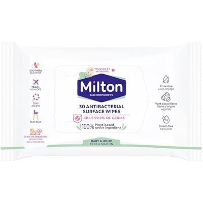 Venuscello 2 x Milton Antibacterial Surface Wipes 30 Wipes Powerful Cleaning Wipes for Kitchen Bathroom Baby Items and Household Surfaces Gentle No Rinse Formula for Everyday Hygiene Cleaning Venuscello 2 x Milton Antibacterial Surface Wipes 30 Wipes Powerful Cleaning Wipes for Kitchen Bathroom Baby Items and Household Surfaces Gentle No Rinse Formula for Everyday Hygiene Cleaning
