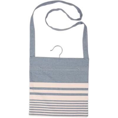 Dexam Harbour Stripes Peg Bag, Blue, 60% Recycled Cotton, with Hanger and Hook, Nautical Style, 30x30cm Dexam Harbour Stripes Peg Bag, Blue, 60% Recycled Cotton, with Hanger and Hook, Nautical Style, 30x30cm