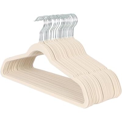 Harbour Housewares - 25x Velour Non-slip - Ivory - Hangers Harbour Housewares - 25x Velour Non-slip - Ivory - Hangers