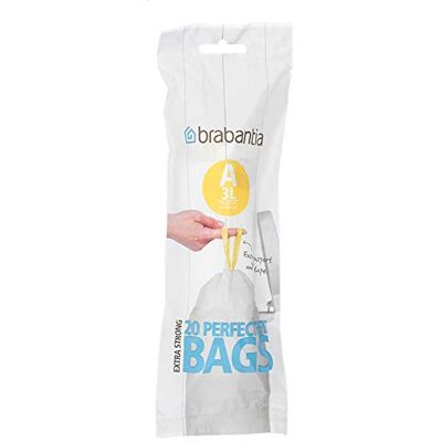 Brabantia 240 x 3 L Litre Bin Liners 12 Rolls 311727 Type Size A Smartfix Brabantia 240 x 3 L Litre Bin Liners 12 Rolls 311727 Type Size A Smartfix