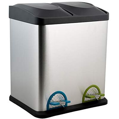 Organize It All Dual Compartment Step-On 8-Gallon (30 liter) Recycling Trash Can, Stainless Steel Organize It All Dual Compartment Step-On 8-Gallon (30 liter) Recycling Trash Can, Stainless Steel