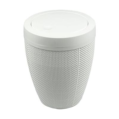 Addis Faux Hessian Round Swing Lid Plastic Bathroom Bedroom Home Office Bin, 5 litre capacity, Clean White Addis Faux Hessian Round Swing Lid Plastic Bathroom Bedroom Home Office Bin, 5 litre capacity, Clean White