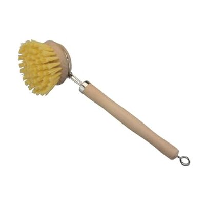 apollo THE HOUSEWARES BRAND Wooden Washing Up Brush with Metal Trim for Scrubbing Stubborn Dirt from Pots, Pans, and Plates, Long Handle & Hanging Loop, 24x6x6cm apollo THE HOUSEWARES BRAND Wooden Washing Up Brush with Metal Trim for Scrubbing Stubborn Dirt from Pots, Pans, and Plates, Long Handle & Hanging Loop, 24x6x6cm