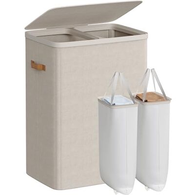 SONGMICS Laundry Basket - 170L, 2 Compartments, Lid, Handles - Laundry Bin SONGMICS Laundry Basket - 170L, 2 Compartments, Lid, Handles - Laundry Bin