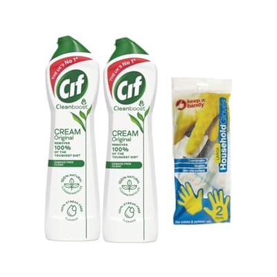 Saras Flavours of Asia CIFF Cream Cleaner Original 500ml (Pack of 2) with Household Gloves (2 Pairs) Powerful Cleaning Duo for a Sparkling Home Heavy Duty Cleaning All-Purpose Cleaner Saras Flavours of Asia CIFF Cream Cleaner Original 500ml (Pack of 2) with Household Gloves (2 Pairs) Powerful Cleaning Duo for a Sparkling Home Heavy Duty Cleaning All-Purpose Cleaner