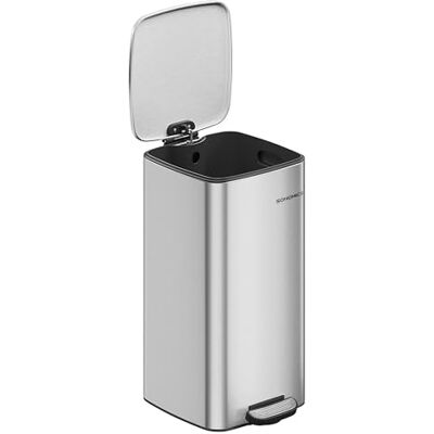 SONGMICS Kitchen Bin, 8-Gallon (30 L) Trash Bin, Stainless Steel Pedal Bin, with Inner Bucket, Soft Close and Stays Open, Metallic Silver LTB593E01 SONGMICS Kitchen Bin, 8-Gallon (30 L) Trash Bin, Stainless Steel Pedal Bin, with Inner Bucket, Soft Close and Stays Open, Metallic Silver LTB593E01