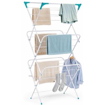 Lexi Clothes Airer 3 Tier Foldable Drying Rack, 15m Laundry Airer Clothes Horse, Heavy Duty Metal Indoor Outdoor Airer, 24 Bars Grey Green Lexi Clothes Airer 3 Tier Foldable Drying Rack, 15m Laundry Airer Clothes Horse, Heavy Duty Metal Indoor Outdoor Airer, 24 Bars Grey Green