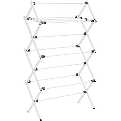 SONGMICS Foldable Clothes Airer, Clothes Drying Rack, Compact Clothes Horse Dryer, Laundry Rack, Steel Frame, 37 x 75 x 135.1 cm, Easy Assembly, Indoor Outdoor Use, White LLR770W01 SONGMICS Foldable Clothes Airer, Clothes Drying Rack, Compact Clothes Horse Dryer, Laundry Rack, Steel Frame, 37 x 75 x 135.1 cm, Easy Assembly, Indoor Outdoor Use, White LLR770W01