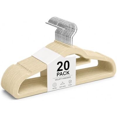 1ABOVE Premium Quality 20 pack Non-Slip Velvet Hangers (44cm) Heavy Duty Velvet Suit Hangers with Tie Bar, 360° Swivel Hooks – Space saving, sturdy to hold Jacket, Jumper & Pullover(Set of 20-IVORY) 1ABOVE Premium Quality 20 pack Non-Slip Velvet Hangers (44cm) Heavy Duty Velvet Suit Hangers with Tie Bar, 360° Swivel Hooks – Space saving, sturdy to hold Jacket, Jumper & Pullover(Set of 20-IVORY)