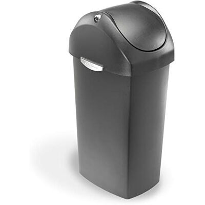 simplehuman CW1335 60L Swing Lid Kitchen Bin, Balanced Swing Lid, Easy to Clean, Heavy Duty Hinge, Side Handles, Large Capacity Suitable for Office Business Commercial, Grey Plastic simplehuman CW1335 60L Swing Lid Kitchen Bin, Balanced Swing Lid, Easy to Clean, Heavy Duty Hinge, Side Handles, Large Capacity Suitable for Office Business Commercial, Grey Plastic